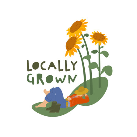 Locally grown concept. Direct from farm. Editable vector illustrationのイラスト素材
