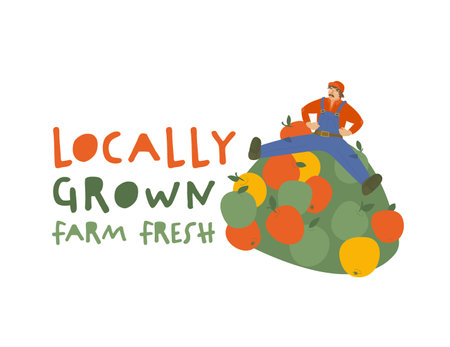 Locally grown concept. Direct from farm. Editable vector illustrationのイラスト素材