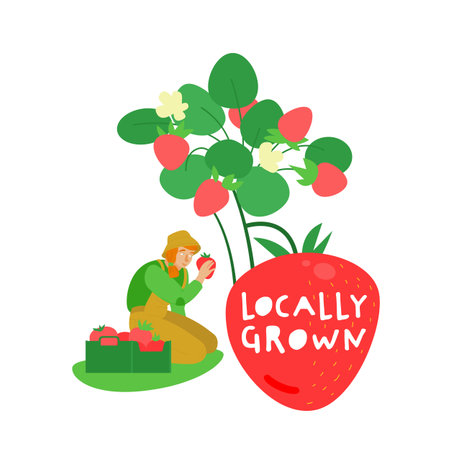 Locally grown concept. Direct from farm. Editable vector illustrationのイラスト素材