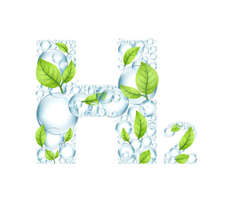 H2 symbol made from bubbles. Vector illustrationのイラスト素材