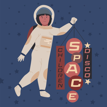 Children space disco. Themed night for kids.のイラスト素材
