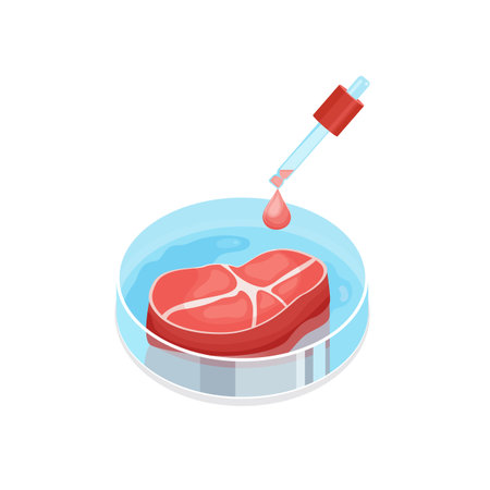 Lab grown meat image. Editable vector illustrationのイラスト素材