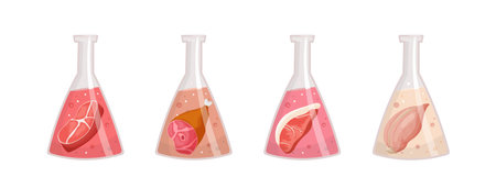 Lab grown meat image. Editable vector illustrationのイラスト素材