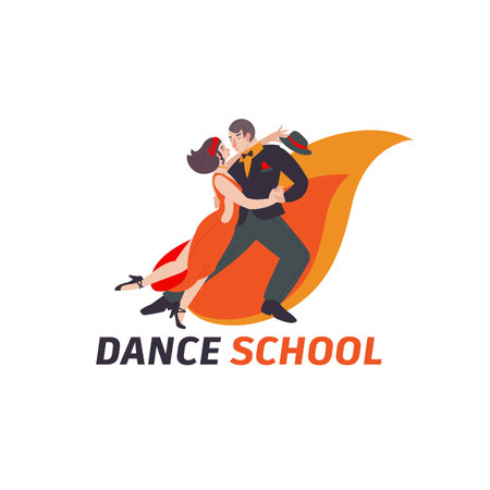 Couple dancing tango. Creative logotype. Vector illustrationのイラスト素材