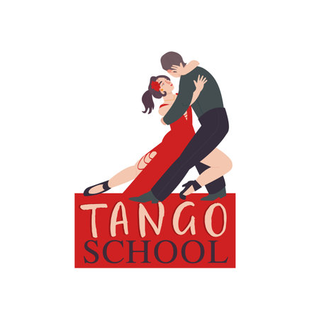 Couple dancing tango. Creative logotype. Vector illustrationのイラスト素材