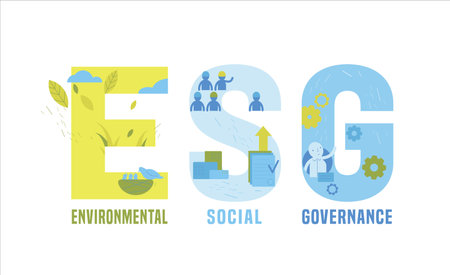 ESG concept. Editable vector illustration. Ad, print, posterのイラスト素材