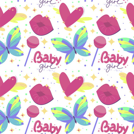 Y2K seamless pattern with creative lettering. Graphic designのイラスト素材