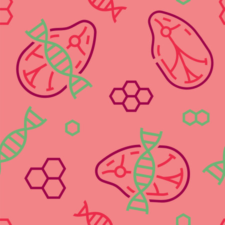 Lab grown meat seamless pattern. Editable vector illustrtionのイラスト素材