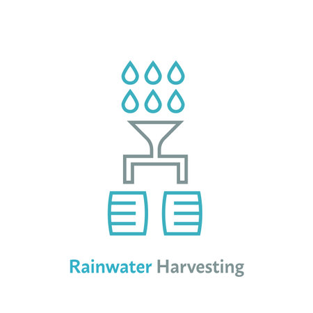 Rainwater harvesting system sign. Editable vector illustrationのイラスト素材