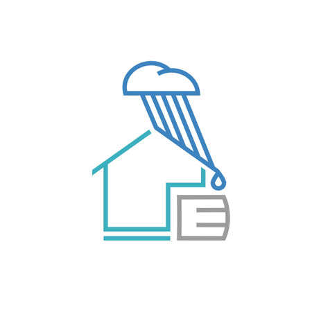 Rainwater harvesting system sign. Editable vector illustrationのイラスト素材