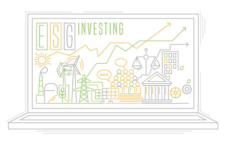 ESG concept. Editable vector illustration. Ad, print, posterのイラスト素材