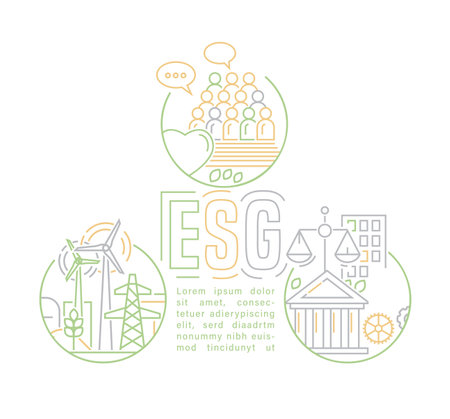 ESG concept. Editable vector illustration. Ad, print, posterのイラスト素材