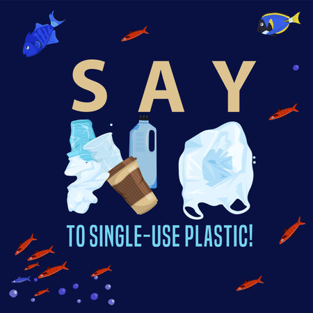 International plastic free day. Editable vector illustration.のイラスト素材