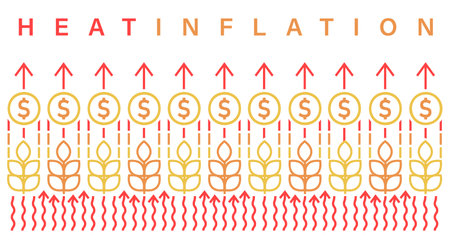 Heatinflation banner in outline style. Vector illustrationのイラスト素材