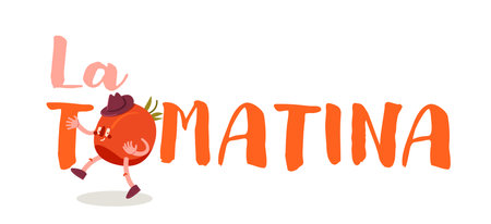 La tomatina. Food festival in Spain. Vector illustrationのイラスト素材