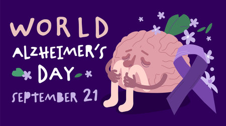 World alzheimers day. September 21. Editable vector illustrationのイラスト素材