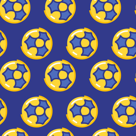 Korfball sport seamless pattern Editable vector in blue and yellow colorsのイラスト素材