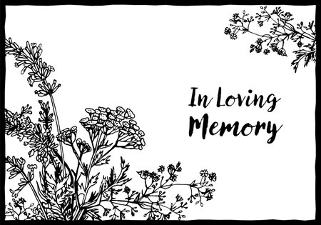 Obituary postcard with the text In Loving Memory.のイラスト素材
