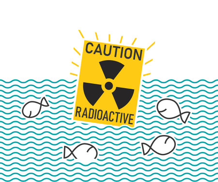 Radioactive water horizontal banner. Save the ocean conceptのイラスト素材