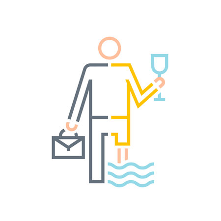 Bleisure symbol. Travel, work and relax at the same time.のイラスト素材