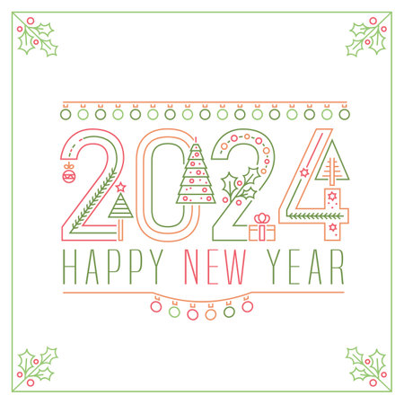 New year 2024 logo with custom typography.のイラスト素材