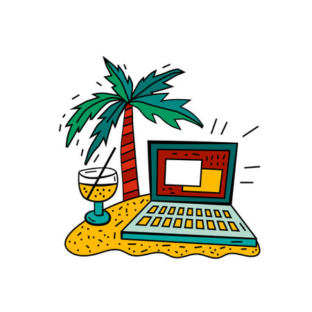 Bleisure image. Travel, work and relax at the same timeのイラスト素材