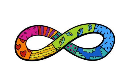 Infinity symbol composed of a vibrant spectrum of colors.のイラスト素材