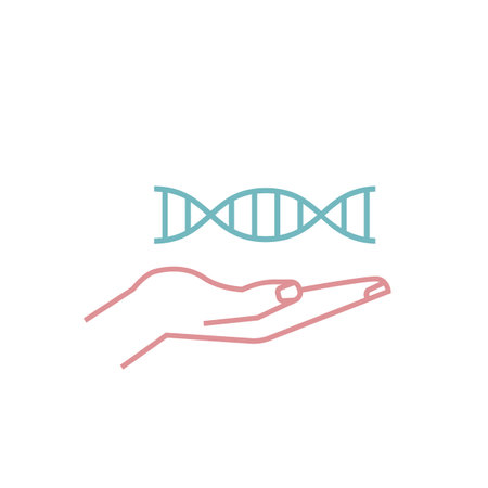 Hand holding DNA helix. Genetic scientific heredity and genotype research.のイラスト素材