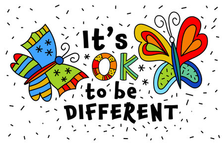 Its ok to be different. Colorful lettering in pop art style.のイラスト素材
