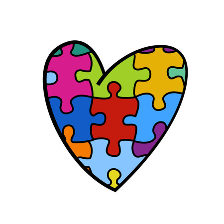 Autism logo in a bold whimsical style. Human mind and experience diversity concept.のイラスト素材