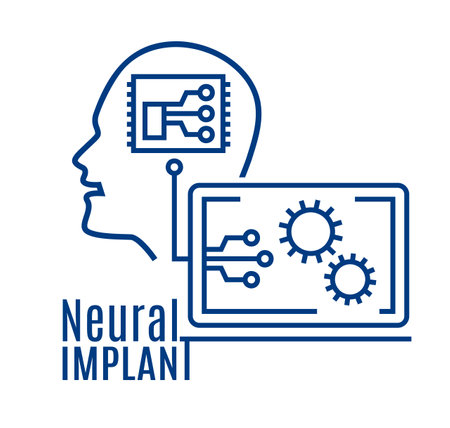 Implantation of a neural chip into the human brain.のイラスト素材