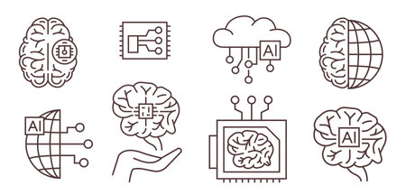 Implantation of a neural chip into the human brain. Interface between human brain and computer.のイラスト素材