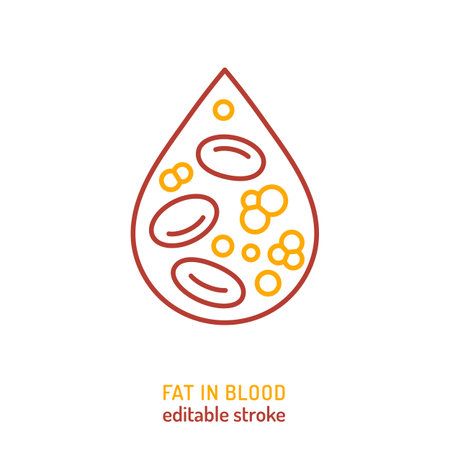 Fat in blood. Outline icon, linear sign. Vector illustrationのイラスト素材