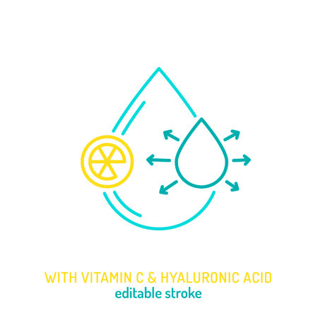 With vitamin C and hyaluronic acid line icon.のイラスト素材