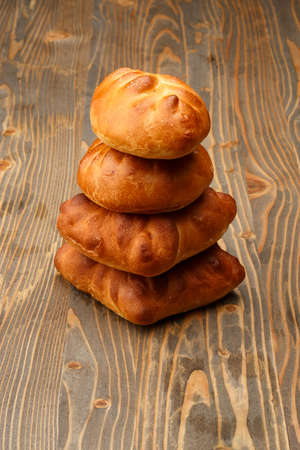 fresh baking on a wooden boardの写真素材