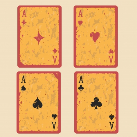 Set of four retro aces playing cardsのイラスト素材