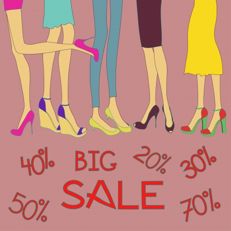 Big sale background of female shoes のイラスト素材