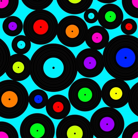 Seamless pattern of acid colored vinyl discsのイラスト素材