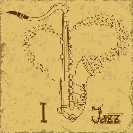 Vintage poster with saxophoneのイラスト素材