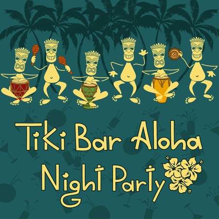 Funny invitation to Tiki bar night partyのイラスト素材