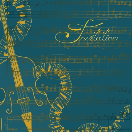 Music invitation or flyer with contrabass and keyboardsのイラスト素材