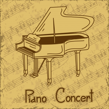 Vintage background of grand piano and music staveのイラスト素材