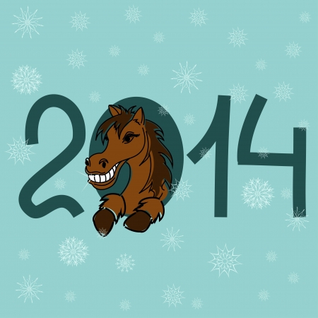 Cartoon New Year and Christmas card with 2014 stylized numbersのイラスト素材