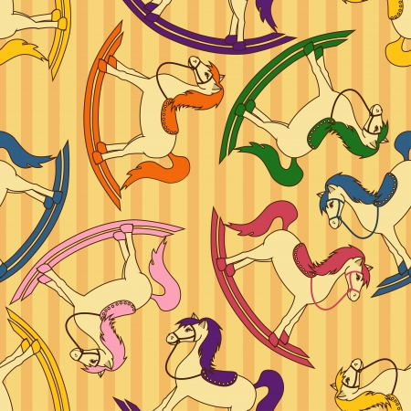 Seamless pattern of rocking toy horsesのイラスト素材