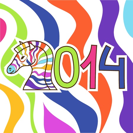 New Year and Christmas card with 2014 stylized numbers by zebraのイラスト素材