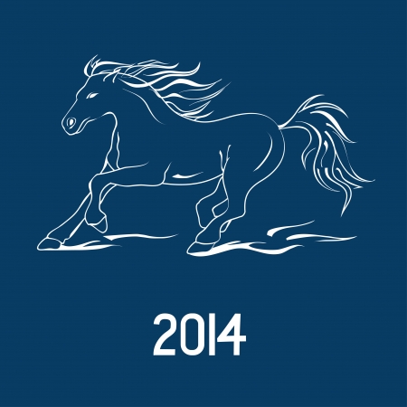 Illustration with New Year 2014 symbol of horseのイラスト素材