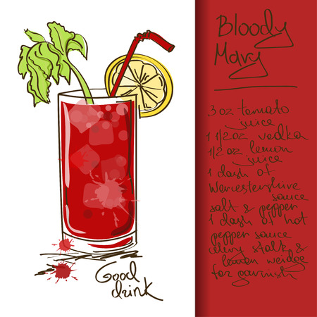 Illustration with hand drawn Bloody Mary cocktailのイラスト素材