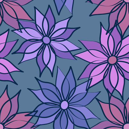 Floral seamless pattern of aster flowersのイラスト素材