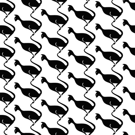 Seamless pattern of black cats on a white backgroundのイラスト素材