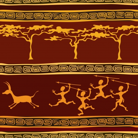 African ethnic seamless pattern with aborigine huntingのイラスト素材